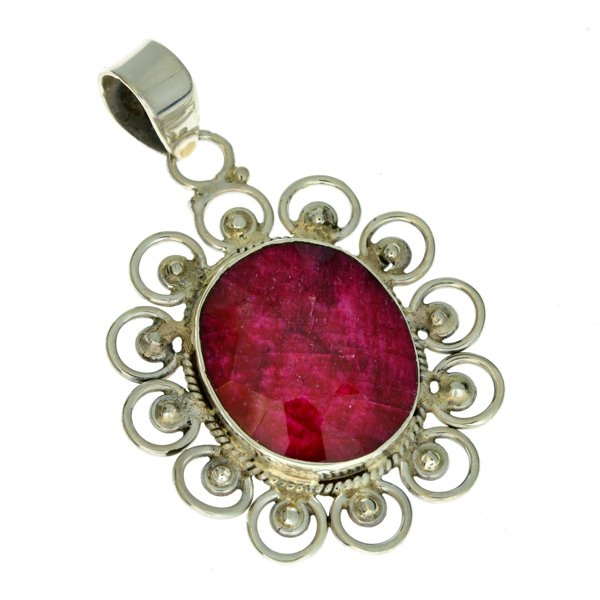 APP: 2k 13.19CT Oval Cut Ruby & Sterling Silver Pendant: 13.19CT Oval Cut Ruby and Sterling Silver Pendant Retail Replace