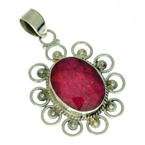 APP: 2k 17.64CT Oval Cut Ruby & Sterling Silver Pendant: 17.64CT Oval Cut Ruby and Sterling Silver Pendant Retail Replace