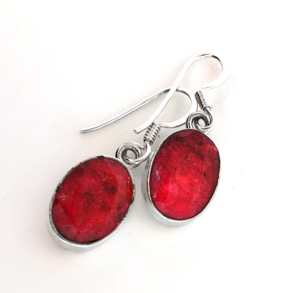 APP: 2k 11 CT Oval Cut Ruby & Sterling Silver Earrings: 11.87CT Oval Cut Ruby and Sterling Silver Earrings Retail Repl
