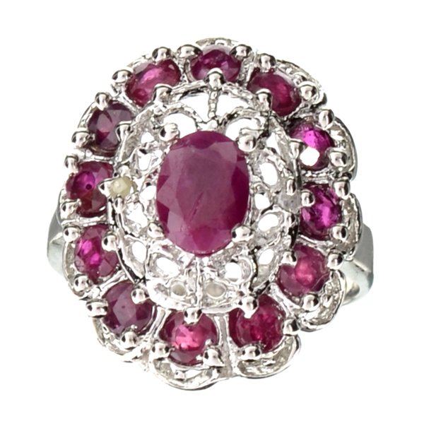 APP: 2k 3 CT Ruby & Platinum Over Sterling Silver Ring: 3.59CT Ruby And Platinum Over Sterling Silver Ring Retail Replacem