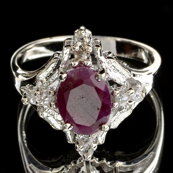 APP: 2k 1CT Ruby & Topaz Plat Over Sterl Silver Ring: 1.58CT Ruby and Topaz Platinum Over Sterling Silver Ring Ret