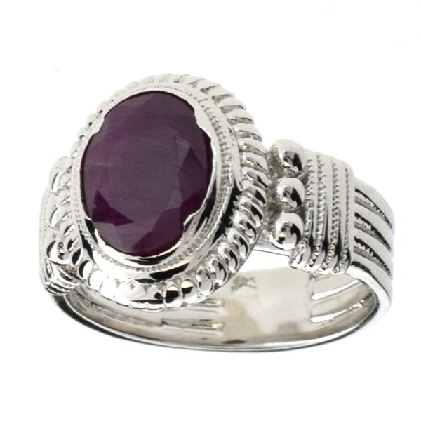 APP: 2k 2CT Oval Cut Ruby & Sterl Silver Ring: 2.19CT Oval Cut Ruby and Platinum Over Sterling Silver Ring