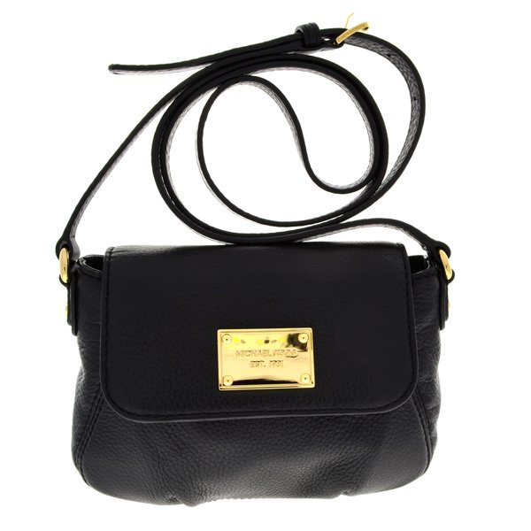 michael kors black leather crossbody purse