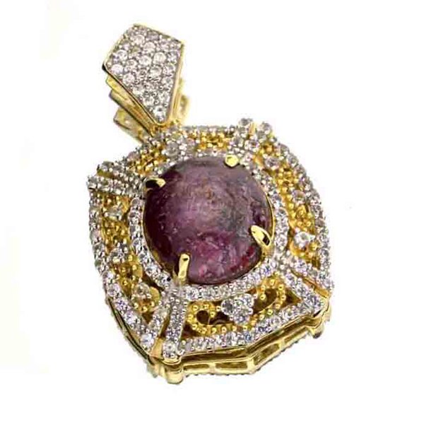 APP: 7k 24CT Ruby & Sapphire 14kt Sterl Silver Pendant: 24.17CT Ruby and Sapphire 14kt Over Sterling Silver Pendant