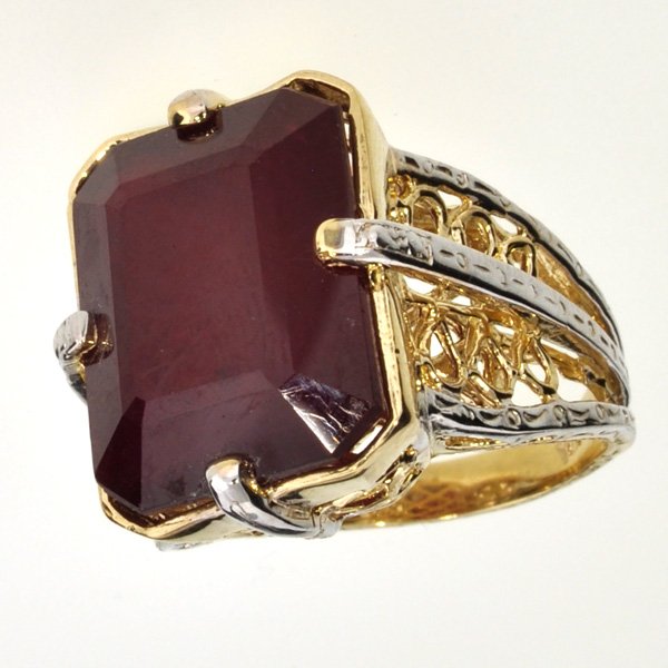 APP: 17.3k 14 kt Gold 24.05CT Emerald Cut Ruby Ring: 14 kt Gold 24.05CT Emerald Cut Ruby RingRetail Replacement Value: