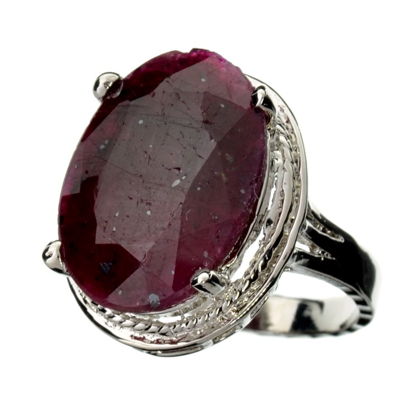 APP: 3k 12CT Oval Cut Ruby & Sterl Silver Ring: 12.77CT Oval Cut Ruby and Platinum Over Sterling Silver Ring<