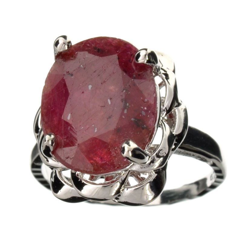 APP: 1k 3CT Oval Cut Ruby & Sterl Silver Ring: 3.89CT Oval Cut Ruby and Platinum Over Sterling Silver Ring