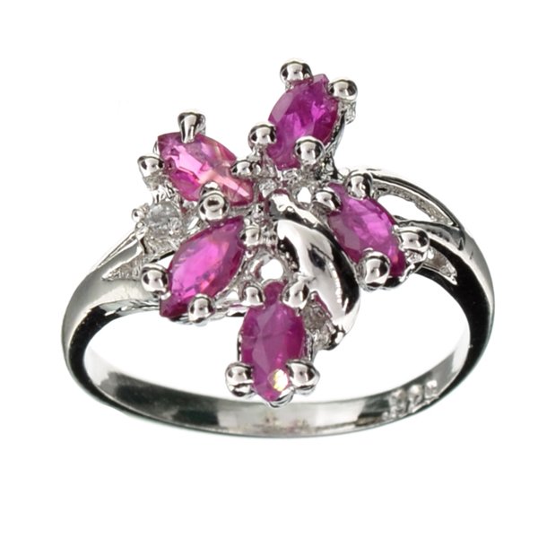 APP: 1k 1CT Ruby & Diamond Plat Over Sterl Silver Ring: 1.00CT Ruby And Diamond Platinum Over Sterling Silver Ring