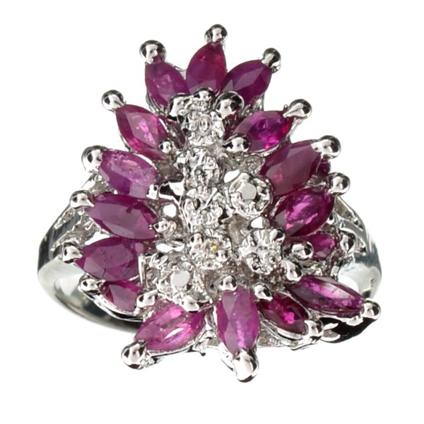 APP: 2k 1CT Ruby & Diamond Plat Over Sterl Silver Ring: 1.16CT Ruby And Diamond Platinum Over Sterling Silver Ring