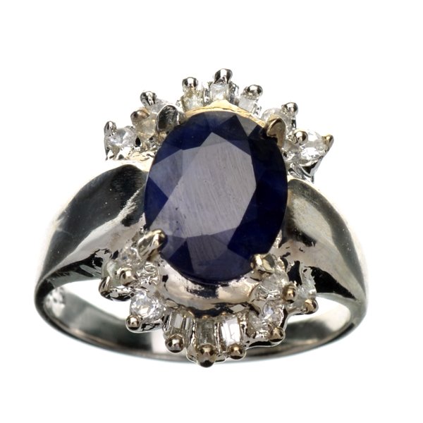 APP: 2k 2CT Sapphire Topaz & Diamond Sterl Silver Ring: 2.75CT Blue Sapphire Topaz And Diamond Platinum