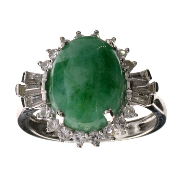 6CT Grn Beryl Emerald & Sapphire Silver Ring: 6.30CT Green Beryl Emerald and Sapphire Sterling Silver Ring<