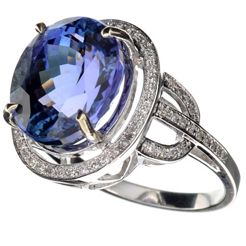 APP: 30k *14kt Wt Gold, 10CT Tanzanite & Diamond Ring: *14 kt. White Gold, 10.49CT Tanzanite And 0.50CT Diamond Ri