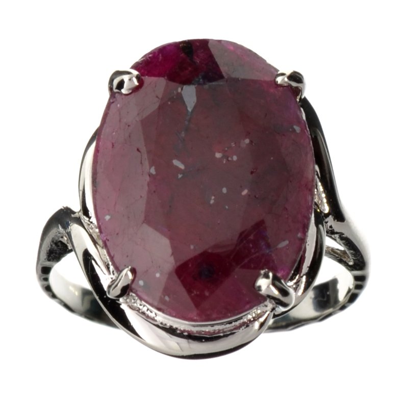 APP: 2k 10CT Oval Cut Ruby & Sterl Silver Ring: 10.27CT Oval Cut Ruby and Platinum Over Sterling Silver Ring<