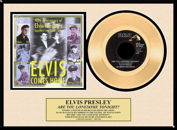 ELVIS PRESLEY ''Are You Lonesome Tonight'' Gold Record: ELVIS PRESLEY "Are You Lonesome Tonight" Item Pr