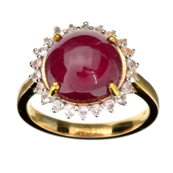 APP: 4k *6CT Ruby & Sapphire White/Yellow Silver Ring: *6.06CT Round Cut Ruby And Sapphire Wh