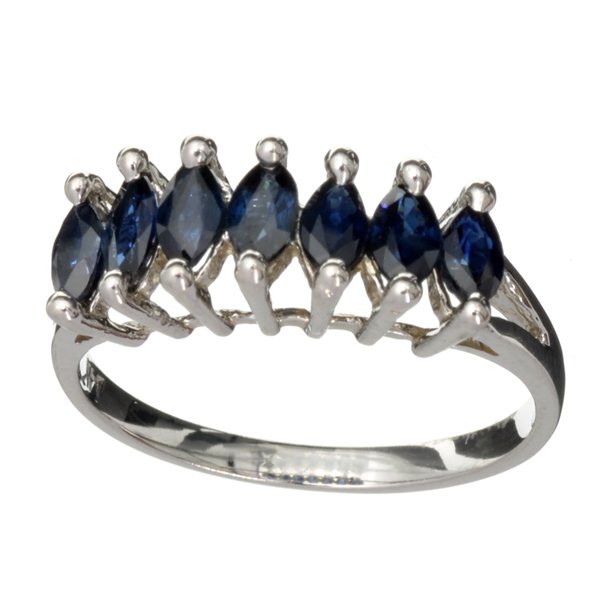 APP: 4k 14kt White Gold, 1CT Marquise Cut Sapphire Ring: 14 kt. White Gold, 1.10CT Marquise Cut Blue Sapphire Ring R