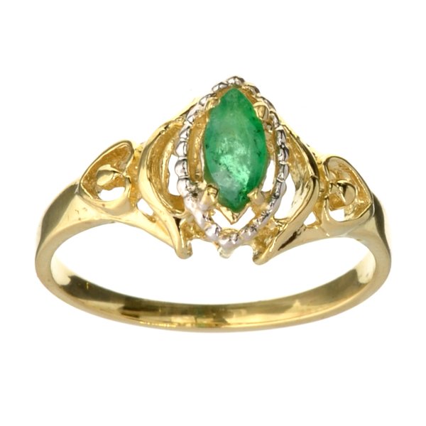 APP: 1k 14kt Yellow & Wt Gold, Marquise Emerald Ring: 14 kt. Yellow And White Gold, 0.25CT Marquise Cut Emerald R