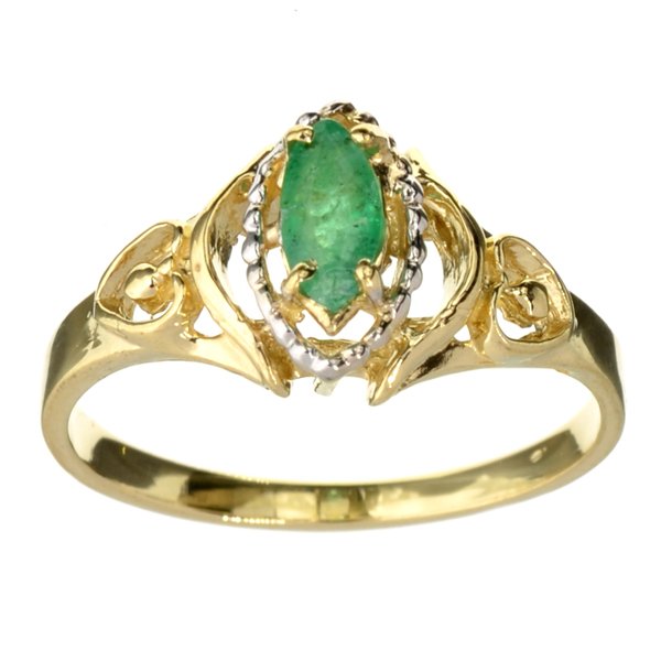 APP: 1k 14kt Yellow & Wt Gold, Marquise Emerald Ring: 14 kt. Yellow And White Gold, 0.25CT Marquise Cut Emerald R