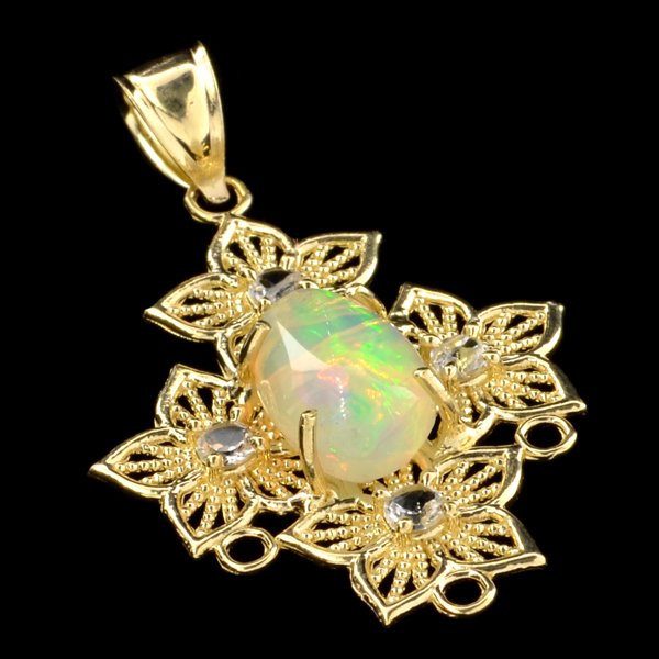APP: 4k 14kt Gold, 2.64CT Crystal Opal & Topaz Pendant: 14 kt. Gold, 2.64CT Crystal Opal and Topaz Pendant Retail Repla