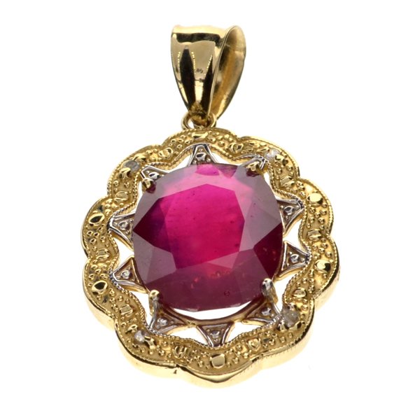 APP: 3k 14 kt. Gold, 7.79CT Ruby & Diamond Pendant: 14 kt. Gold, 7.79CT Ruby and Diamond Pendant Retail Replacement Value