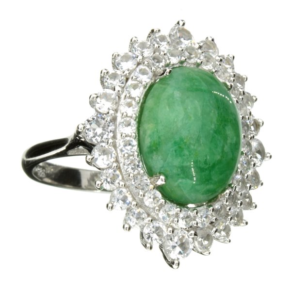 APP: 1k 7CT Grn Beryl & Sapphire Sterling Silver Ring: 7.06CT Green Beryl and Sapphire Sterling Silver Ring Retail Repl