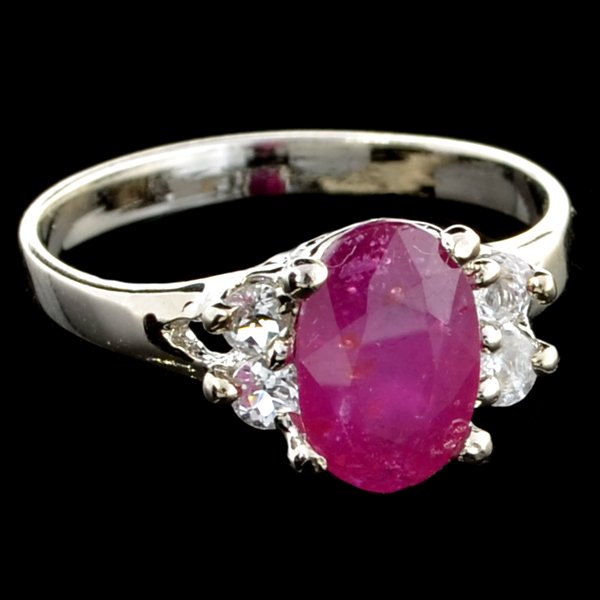 APP: 2k 2CT Ruby & Topaz Plat Over Sterl Silver Ring: 2.19CT Ruby and Topaz Platinum Over Sterling Silver Ring Ret