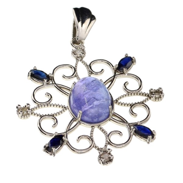 APP: 6k 14kt White Gold, 4CT Oval Cut Tanzanite Pendant: 14 kt. White Gold, 4.86CT Oval Cut Tanzanite Pendant Retail R