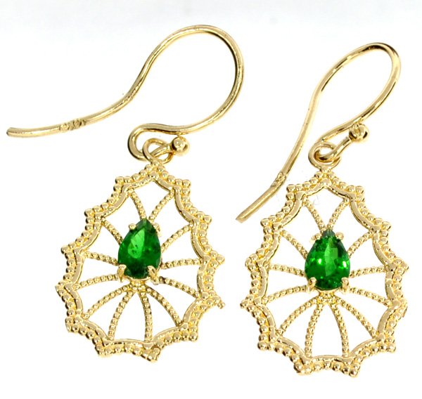 APP: 3.2k 14 kt Gold 0.81CT Pear Cut Tsavorite Earrings: 14 kt Gold 0.81CT Pear Cut Tsavorite EarringsRetail Replacement Va