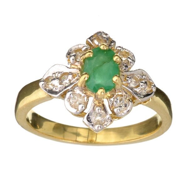 APP: 2k 14kt Yellow/Wt Gold, Emerald & Topaz Ring: 14 kt. Yellow And White Gold, 0.50CT Emerald And Topaz Ring