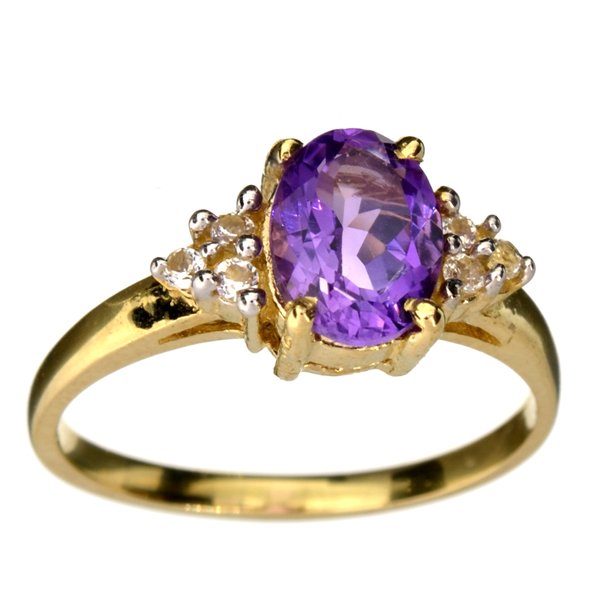 APP: 1k 14kt Gold, 1.05CT Amethyst Quartz & Topaz Ring: 14 kt. Gold, 1.05CT Amethyst Quartz And Topaz Ring Retail Replacem
