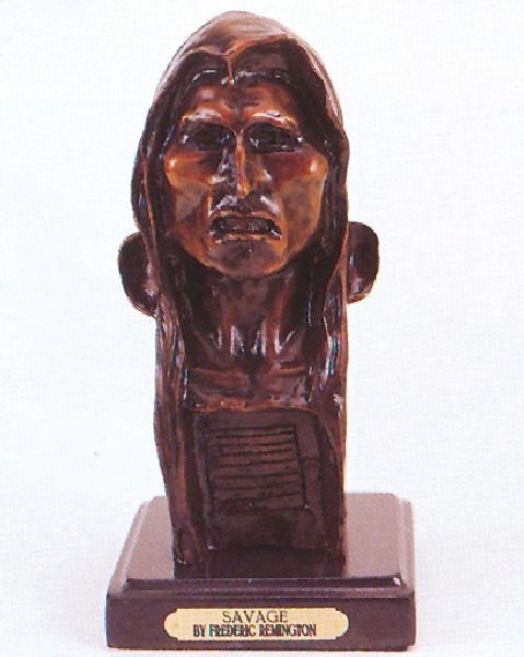 Reissue Patinated Bronze Sculpture ''Savage'' by: Reissue Patinated Bronze Sculpture ''Savage'' by