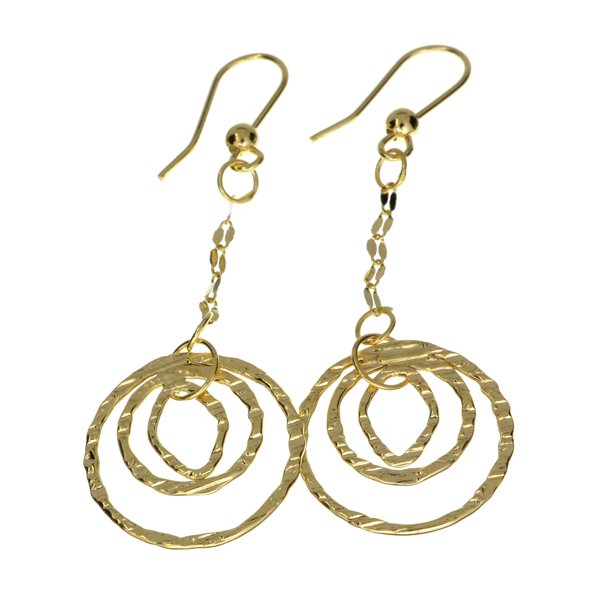 Exquisite 14kt Gold, Dangle w/Circle Drop Earrings: Exquisite 14 kt. Gold, Dangle With Fancy Circle Drop Earring