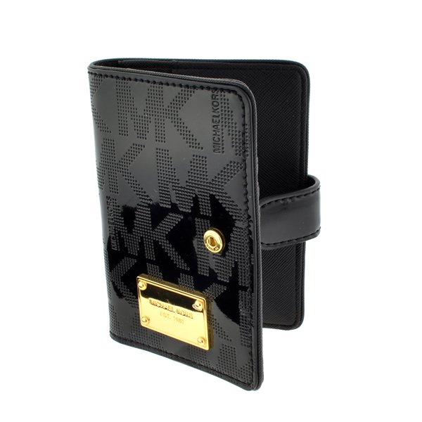^ New Michael Kors Mirror Black Patent Passport Wallet: ^Brand New Michael Kors Mirror