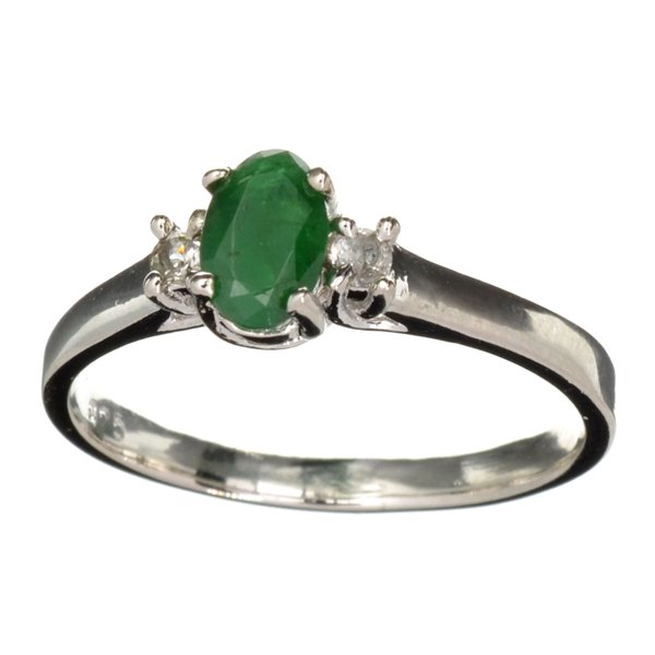 APP: 2k Grn Beryl Emerald & Topaz Silver Ring: 0.70CT Green Beryl Emerald And Topaz Platinum Over