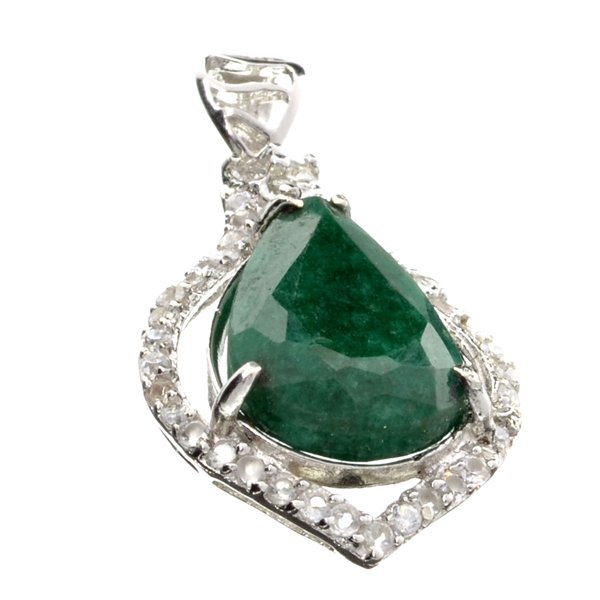 APP: 4k 7CT Grn Beryl Emerald & Topaz Silver Pendant: 7.51CT Green Beryl Emerald And Topaz Platinu