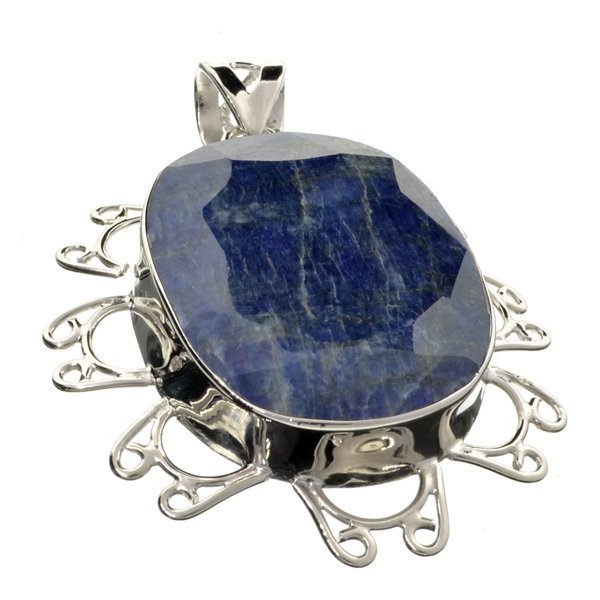 APP: 1k 108CT Oval Extremely Iolite & Silver Pendant: 108.48CT Oval Cut Extremely Rare Iolite And Sterlin