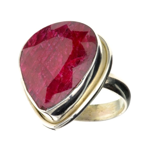 APP: 2.3k 19.08CT Pear Cut Ruby & Sterling Silver Ring: 19.08CT Pear Cut Ruby And Sterling Silver Ring Retail Replacement Valu