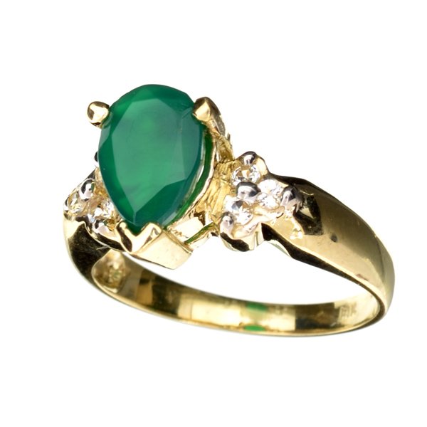 APP: 2k 14kt Yellow/White Gold, 1CT Onyx & Topaz Ring: 14 kt. Yellow/White Gold, 1.00CT Green Onyx And Topaz Ring