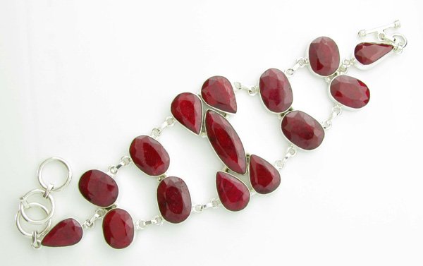 APP: 8k 105CT Mixed Cut Ruby & Sterl Silver Bracelet: 105.49CT Mixed Cut Ruby and Sterling Silver Bracelet Retail