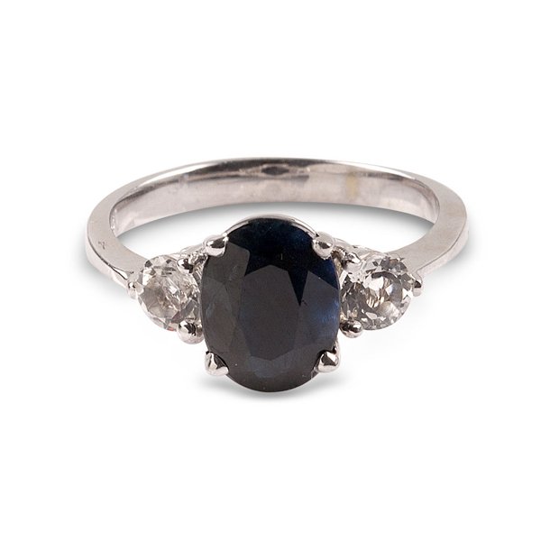 APP: 1k 14kt White Gold, 2CT & White Sapphire Ring: 14 kt. White Gold, 2.75CT Blue And White Sapphire Ring Retail