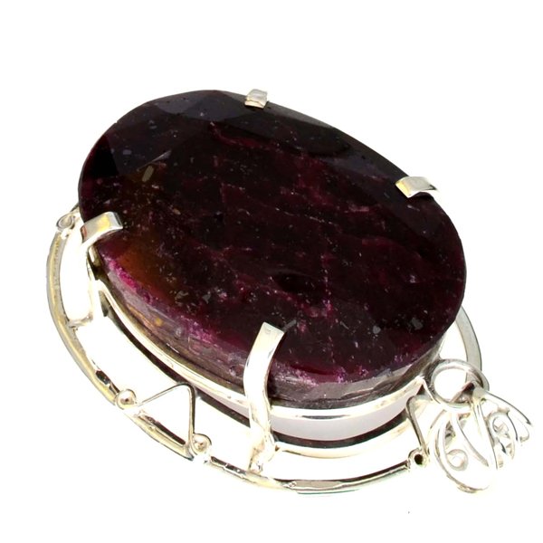 APP: 23k Sebastian 378CT Oval Cut Ruby & Silver Pendant: Designer Sebastian 378.21CT Oval Cut Ruby and