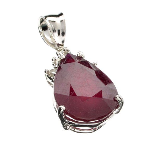 APP: 5k 22CT Ruby & Topaz Sterl Silver Pendant: 22.07CT Ruby And Topaz Platinum Over Sterling Silver Penda