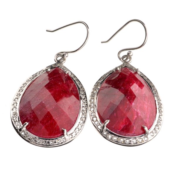 APP: 2k 47CT Ruby & Topaz Sterl Silver Earrings: 47.00CT Ruby And Topaz Platinum Over Sterling Silver Ear