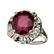 APP: 7k 5CT Oval Cut Ruby & Diamond Sterl Silver Ring