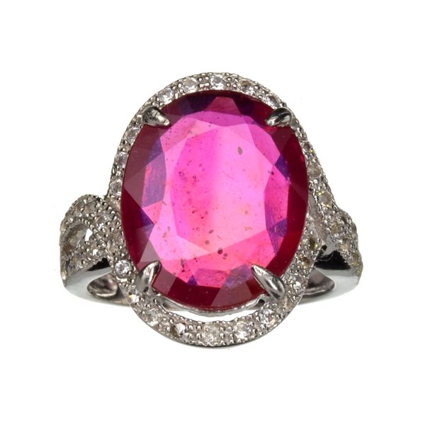 APP: 2k 5CT Ruby & Topaz Plat Over Sterl Silver Ring: 5.95CT Ruby And Topaz Platinum Over Sterling Silver Ring Ret