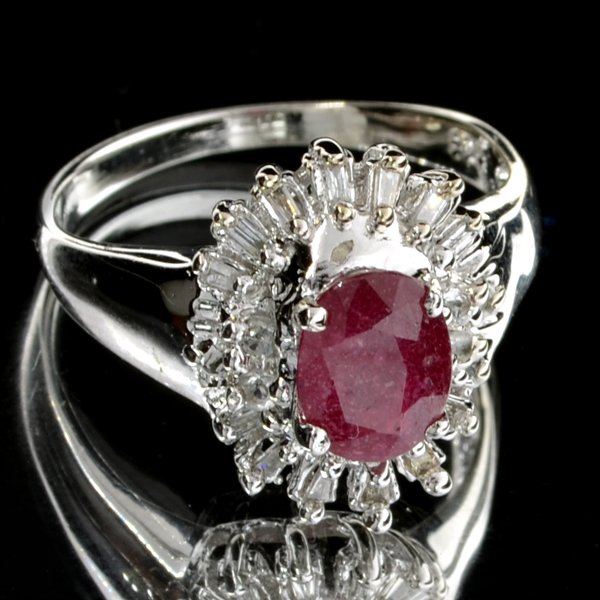 APP: 2k 1CT Ruby & Diamond Plat Over Sterl Silver Ring: 1.62CT Ruby and Diamond Platinum Over Sterling Silver Ring