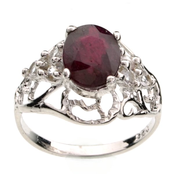 APP: 2k 1CT Ruby & Topaz Plat Over Sterl Silver Ring: 1.98CT Ruby and Topaz Platinum Over Sterling Silver Ring Ret