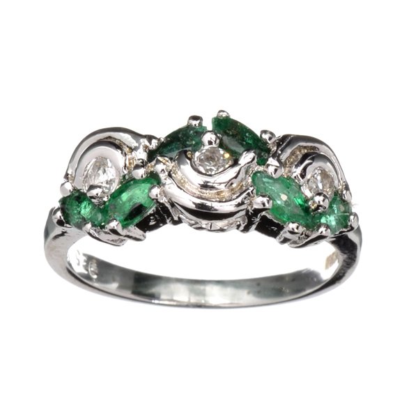 APP: 2k Grn Beryl Emerald & Topaz Silver Ring: Designer Sebastian 0.80CT Gre