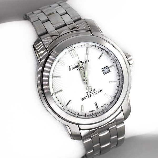 Philip Persio Men's Round Stainless Steel Silver Watch: Philip Persio Men's Round Stainless Steel Silver Watch Item Profi