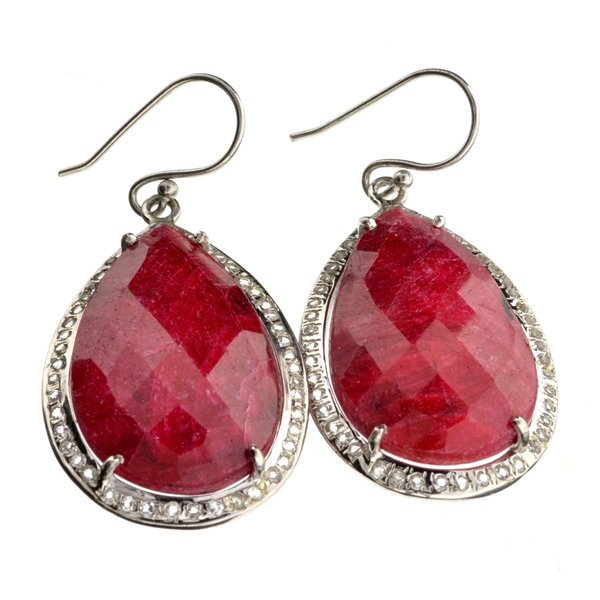 APP: 2k 47CT Ruby & Topaz Sterl Silver Earrings: 47.00CT Ruby And Topaz Platinum Over Sterling Silver Ear